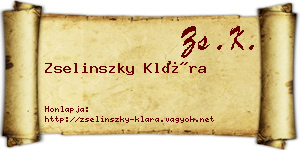Zselinszky Klára névjegykártya