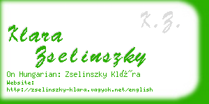 klara zselinszky business card